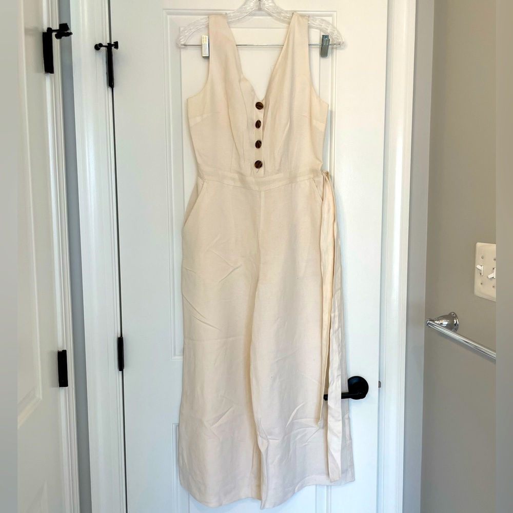 LOFT Off-White Linen Jumpsuit